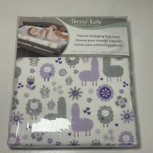 Changing Pad Cover Trend Lab Deluxe 100% Cotton Flannel Llama Purple Gray